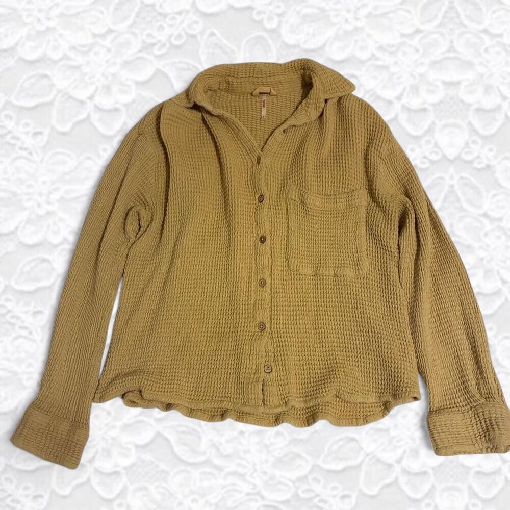 Free-people Women's Yellow and Tan Shirt